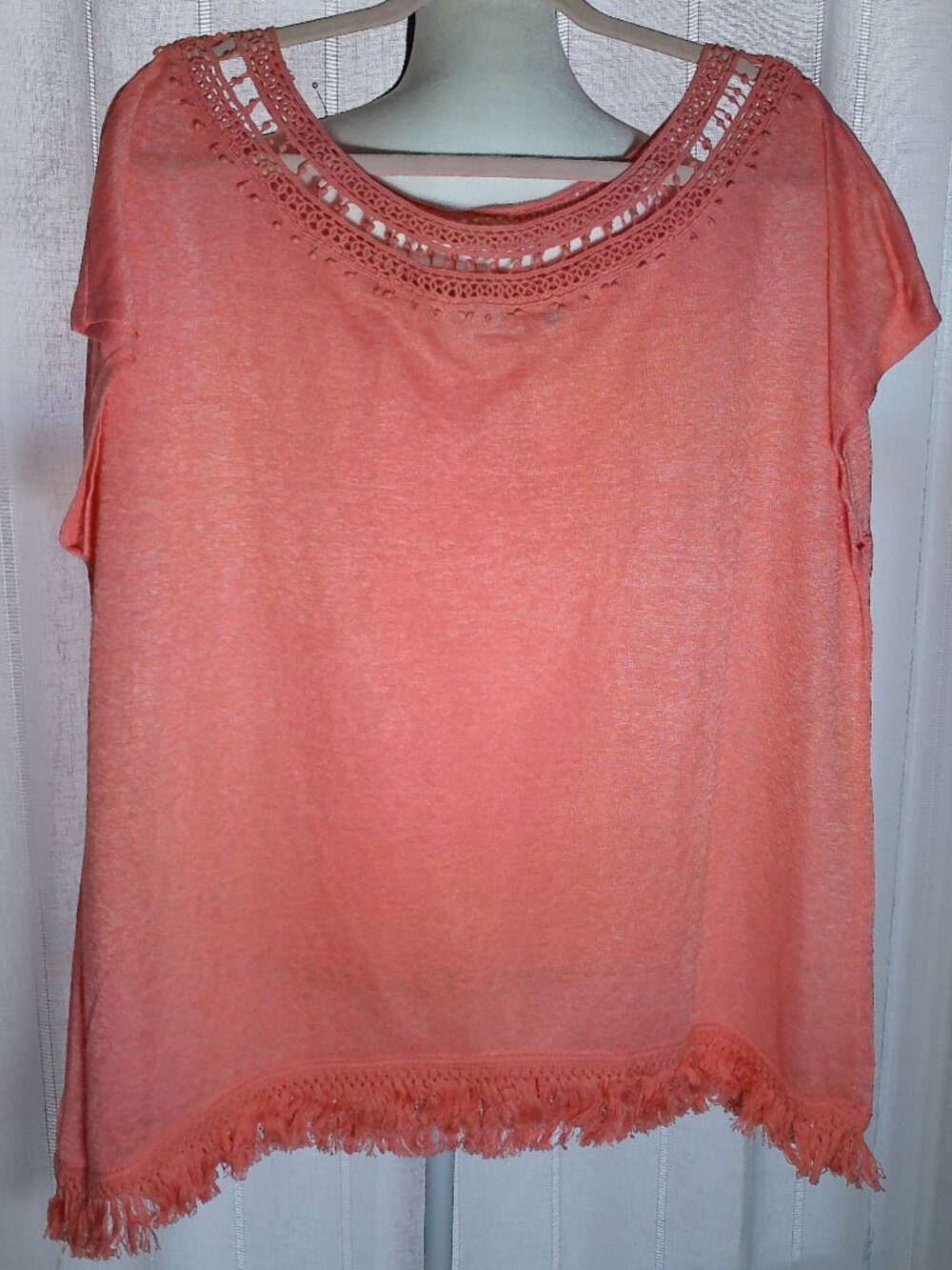 CATO WOMAN Swim Cover-Up Scoop Decorative Neck Lightweight Coral NWOT 18/20